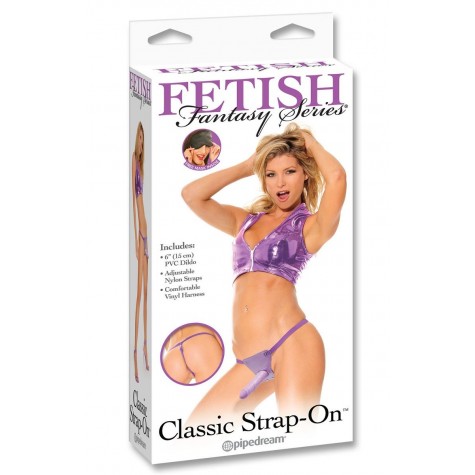 Женский страпон с нейлоновыми трусиками Classic Strap-On and Harness - 15 см.