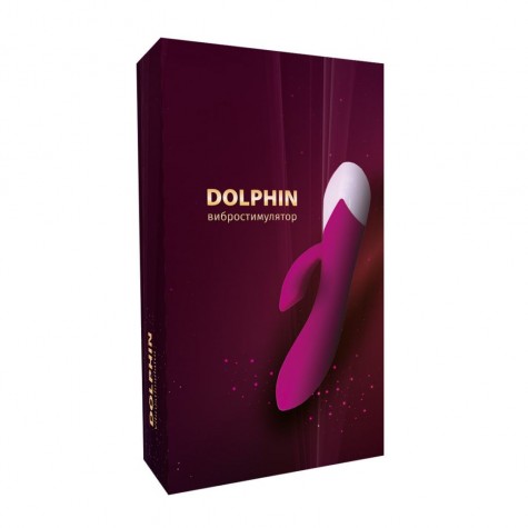 Розовый вибростимулятор Dolphin с клиторальным отростком - 19,3 см.